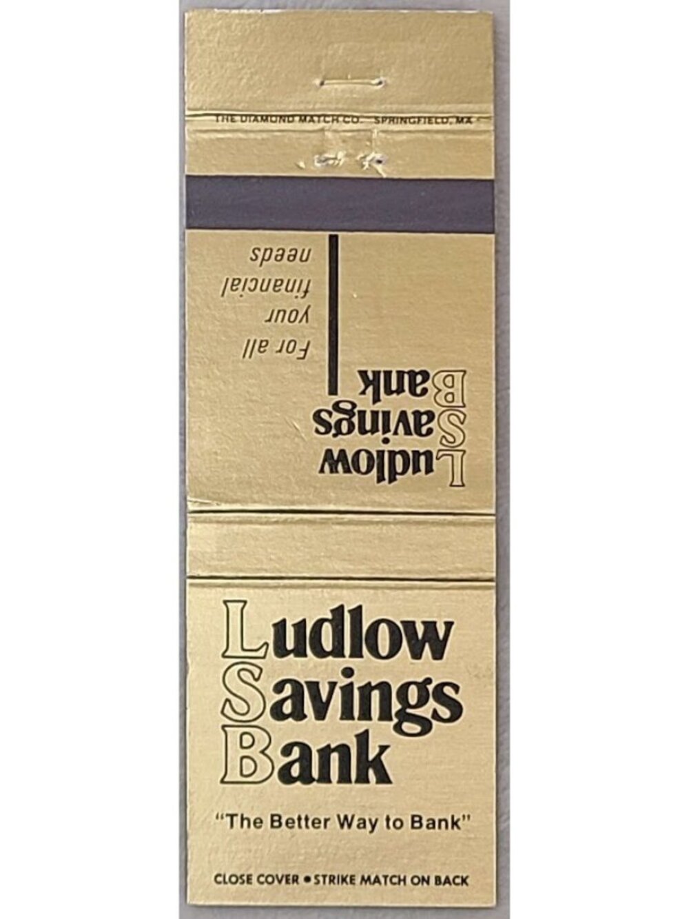 Vintage Ludlow Savings Bank Massachusetts Banking Advertising Matchbook Cover
